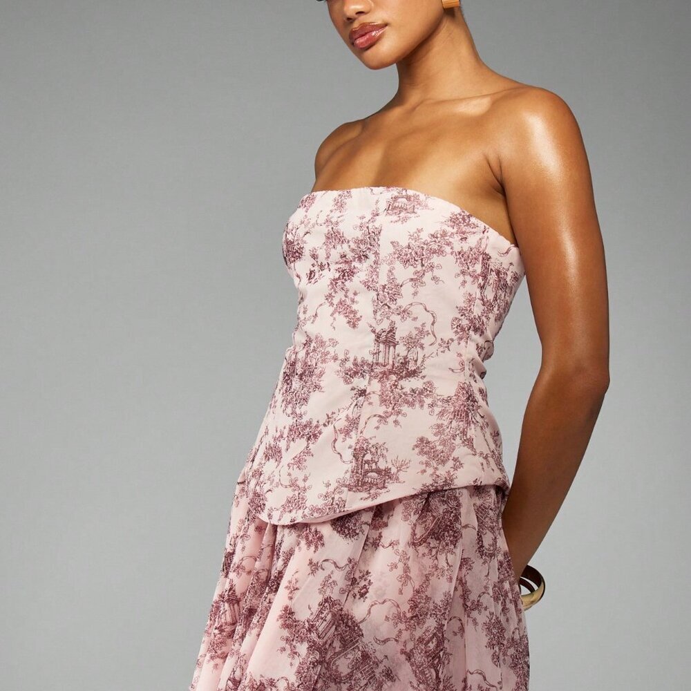 Burgundy Boho Women's Print Mini Corset Dress - Picture 4 of 6